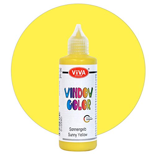 Viva Decor Window Color (Sonnengelb, 90 ml) Fenstermalfarben für wieder abziehbare Bilder und Sticker für Deko, Spiegel, Fliesen, Vasen und Fenster - Made in Germany von Viva Decor