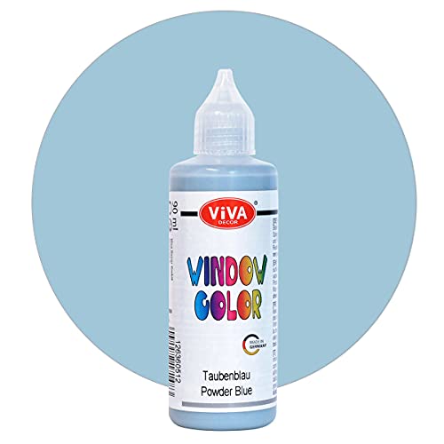 Viva Decor Window Color (Taubenblau, 90 ml) Fenstermalfarben für wieder abziehbare Bilder und Sticker für Deko, Spiegel, Fliesen, Vasen und Fenster - Made in Germany von Viva Decor