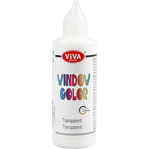 Viva Decor Window Color (Transparent, 90 ml) Fenstermalfarben für wieder abziehbare Bilder und Sticker für Deko, Spiegel, Fliesen, Vasen und Fenster - Made in Germany von Viva Decor