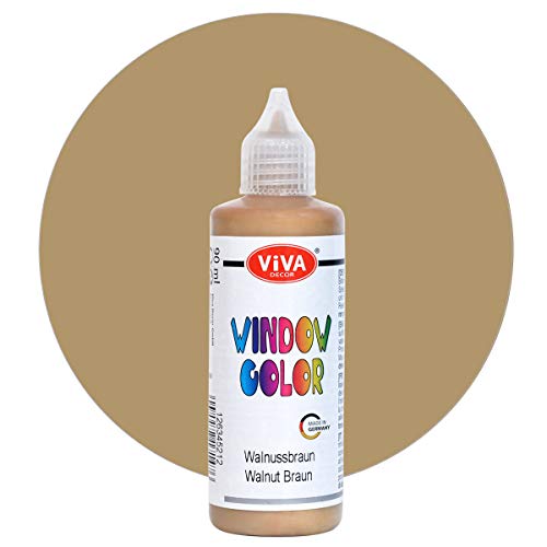 Viva Decor Window Color (Walnussbraun, 90 ml) Fenstermalfarben für wieder abziehbare Bilder und Sticker für Deko, Spiegel, Fliesen, Vasen und Fenster - Made in Germany von Viva Decor