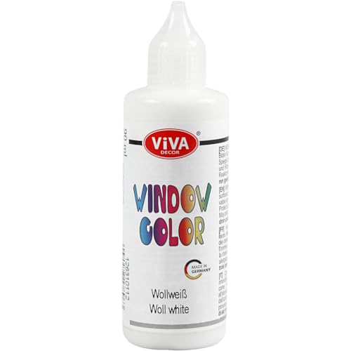 Viva Decor Window Color (Wollweißweiß, 90 ml) Fenstermalfarben für wieder abziehbare Bilder und Sticker für Deko, Spiegel, Fliesen, Vasen und Fenster - Made in Germany von Viva Decor