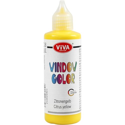 Viva Decor Window Color (Zitronengelb, 90 ml) Fenstermalfarben für wieder abziehbare Bilder und Sticker für Deko, Spiegel, Fliesen, Vasen und Fenster - Made in Germany von Viva Decor