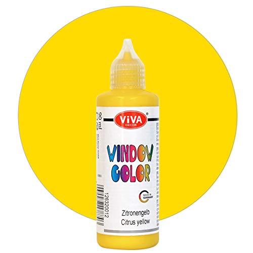 Viva Decor Window Color (Zitronengelb, 90 ml) Fenstermalfarben für wieder abziehbare Bilder und Sticker für Deko, Spiegel, Fliesen, Vasen und Fenster - Made in Germany von Viva Decor