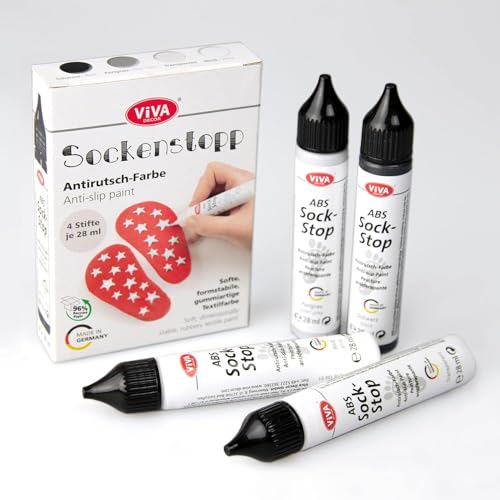 Viva Decor Sockenstopp 4x28ml Set - Anti-Rutsch-Lösung für Socken - Schwarz, Weiß, Perlgrau, Transparent von Viva Decor