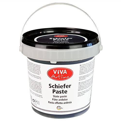 Viva Decor Artline Schiefer-Paste (Farbe Schwarz, 1 l) Strukturpaste auf Acryl-Basis für Mixed Media-Künstler - Acrylfarbe mit Stein-Look für Leinwand, Deko und Skulptur - Made in Germany von Viva Decor