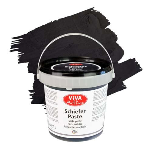 Viva Decor Artline Schiefer-Paste (Farbe Schwarz, 1 l) Strukturpaste auf Acryl-Basis für Mixed Media-Künstler - Acrylfarbe mit Stein-Look für Leinwand, Deko und Skulptur - Made in Germany von Viva Decor