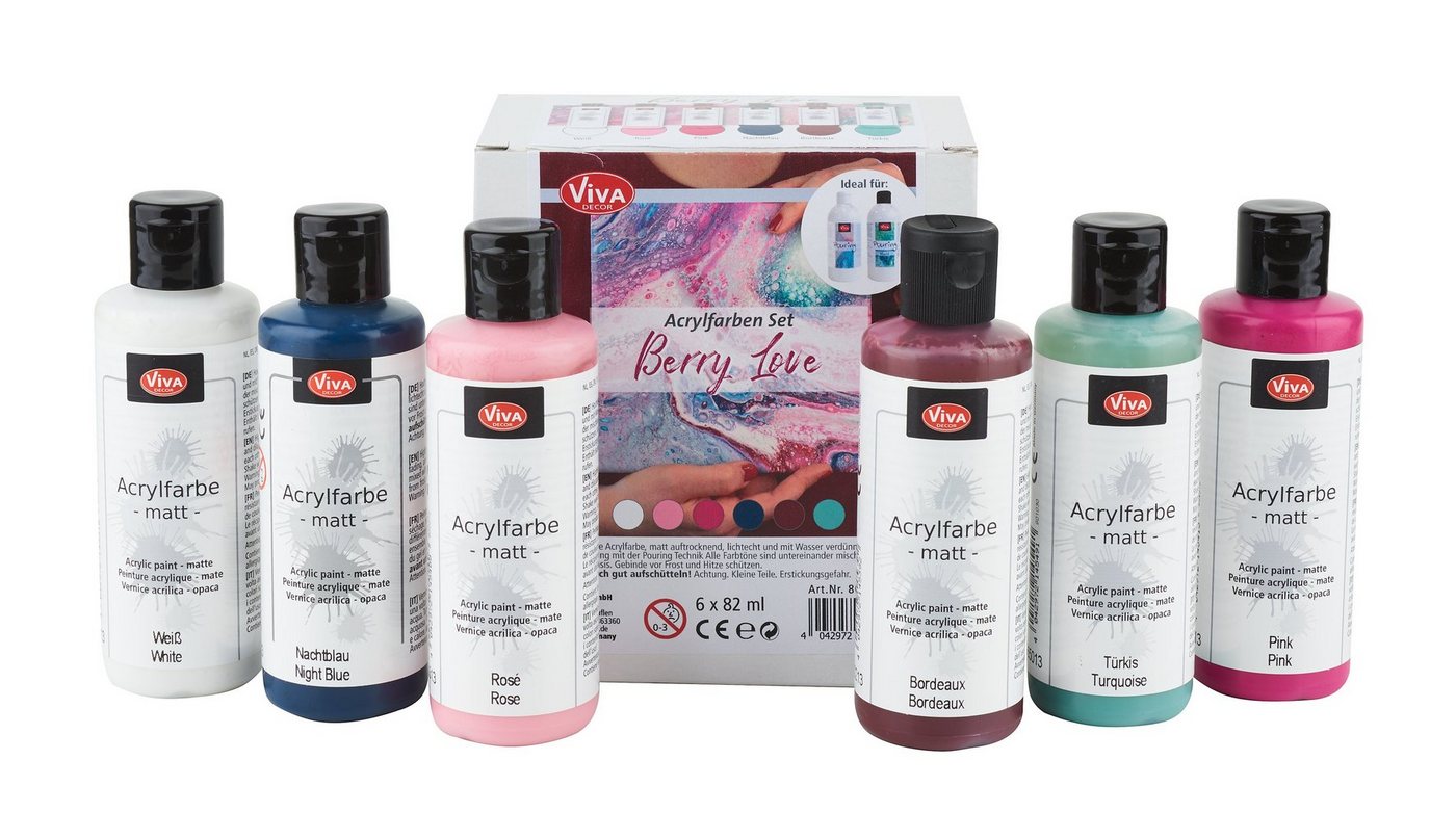 Viva Decor Bastelfarbe Acrylfarben-Set Berry Love, 6er-Set Viva Decor Bastelfarbe Acrylfarben-Set Berry Love, 6er-Set von Viva Decor
