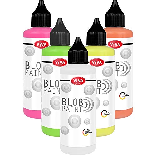 Viva Decor Blob Paint Set (Space Glow, 90 ml) - gebrauchsfertiges Farben Set für Blob Painting Dot Painting Art - Dotting Tool für Leinwand, Mandala von Viva Decor