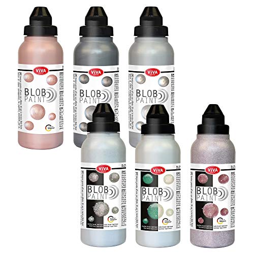 Viva Decor Blob Paint Set (Sparkling Rose, 6 x 280 ml) - gebrauchsfertiges Acrylfarbe Set für Blob Painting Dot Painting Art - Dotting Tool für Leinwand, Mandala von Viva Decor