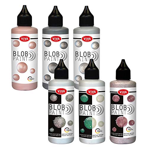 Viva Decor Blob Paint Set (Sparkling Rose, 6 x 90 ml) - gebrauchsfertiges Acrylfarbe Set für Blob Painting Dot Painting Art - Dotting Tool für Leinwand, Mandala von Viva Decor