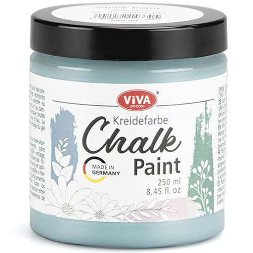 Viva Decor Chalk-Paint - Misty Forest - Hellblau 250ml - Kreidefarbe für Möbel, Wand und Deko, Mattes Finish, Hochpigmentiert, Ideal für Shabby Chic & Vintage Look für Holz und andere Oberflächen von Viva Decor