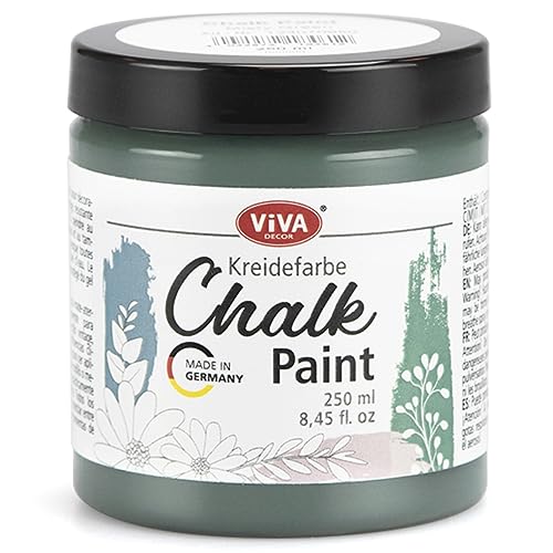 Viva Decor Chalk-Paint - Misty Green - Grün 250ml - Kreidefarbe für Wand & Deko, Mattes Finish, Wasserbasiert, Hochpigmentiert. Für Shabby Chic & Vintage Look für Holz & andere Oberflächen von Viva Decor