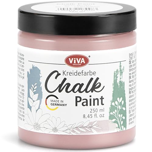 Viva Decor Chalk-Paint - Powder Pink - Rosa 250ml - Kreidefarbe für Möbel, Wand und Deko, Mattes Finish, Hochpigmentiert, Ideal für Shabby Chic & Vintage Look für Holz und andere Oberflächen von Viva Decor