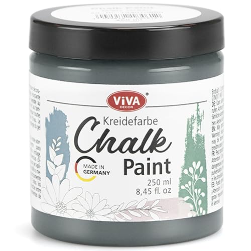 Viva Decor Chalk-Paint - Shadow Grey - Grau 250ml - Kreidefarbe für Möbel, Wand und Deko, Mattes Finish, Hochpigmentiert, Ideal für Shabby Chic & Vintage Look für Holz und andere Oberflächen von Viva Decor