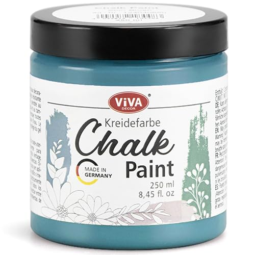 Viva Decor Chalk-Paint - Smoky Blue - Blau 250ml - Kreidefarbe für Möbel, Wand und Deko, Mattes Finish, Hochpigmentiert, Ideal für Shabby Chic & Vintage Look für Holz & andere Oberflächen von Viva Decor