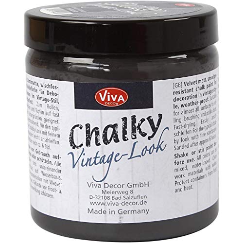 Viva Decor® Chalky Vintage-Look (250 ml, Anthrazit) dekorative Lasur - Vintage Kreidefarbe für Shabby Chic - Chalk Paint für Innen und Außen - Made in Germany von Viva Decor