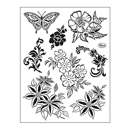 Viva Decor Clear-Stamps (Blumen, klassisch) Silikon Stempel - Prägung Stempel - DIY Dekoration stanzen - Stempel Silikon - DIY Stamp - Stempel Prägung - Designed in Germany von Viva Decor