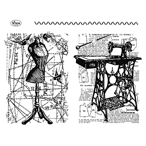 Viva Decor Clear-Stamps (Hintergrund Schneiderei) Silikon Stempel - Prägung Stempel - DIY Dekoration stanzen - Stempel Silikon - DIY Stamp - Stempel Prägung - Made in Germany von Viva Decor