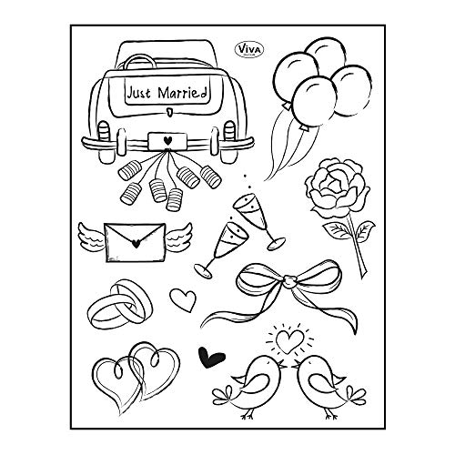 Viva Decor Clear-Stamps (Just Married) Silikon Stempel - Prägung Stempel - DIY Dekoration stanzen - Stempel Silikon - DIY Stamp - Stempel Prägung - Designed in Germany von Viva Decor