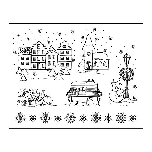 Viva Decor Clear-Stamps (Weihnachtsliches Dorf) Silikon Stempel - Prägung Stempel - DIY Dekoration stanzen - Stempel Silikon - DIY Stamp - Stempel Prägung - Made in Germany von Viva Decor