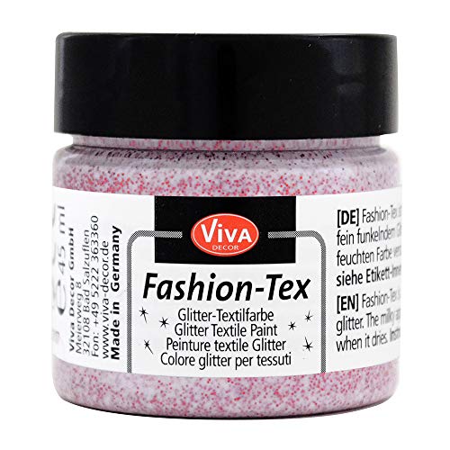 Viva Decor Fashion Tex (Rot, 45ml) Textilfarbe mit Glitzer Effekt - Stoffmalfarben waschfest Kinder - Färbemittel Textilien - Textilfarben waschfest - Made in Germany von Viva Decor