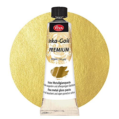 Viva Decor Inka Gold Premium 40g Tube (Altgold) Hochpigmentierte Effekt Farbe/Paste. Sofortiger Metallic Glanz durch einfaches aufpolieren. Farbe zum vergolden/veredeln - Farben zum Basteln von Viva Decor