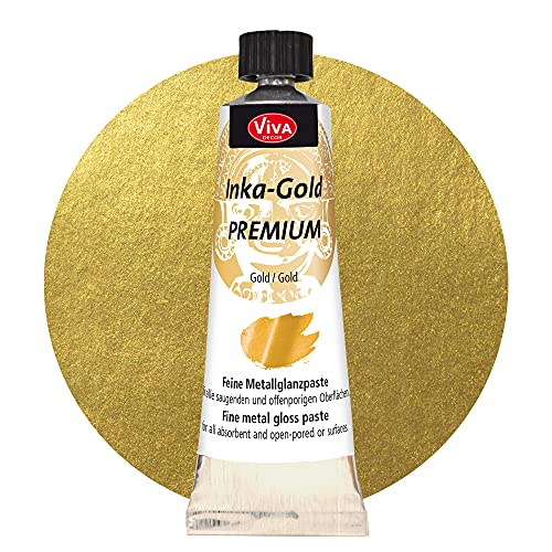 Viva Decor Inka Gold Premium 40g Tube (Gold) Hochpigmentierte Effekt Farbe/Paste. Sofortiger Metallic Glanz durch einfaches aufpolieren. Farbe zum vergolden/veredeln - Farben zum Basteln von Viva Decor