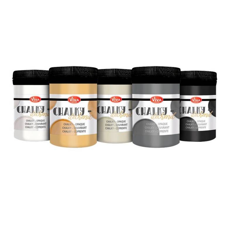 Viva Decor Kreidefarbe Kreidefarbe deckend Chalky klassisch, 5er-Set von Viva Decor