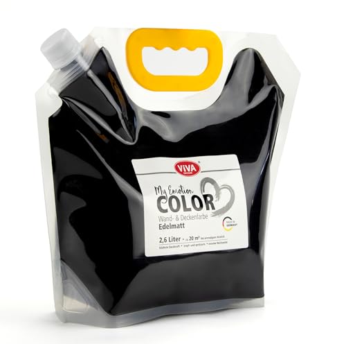 Viva Decor My Emotion Color 2,6 Liter - Mystische Tiefe - Matte, schwarze Wandfarbe & Deckenfarbe, Hohe Deckkraft, Geruchsneutral &Tropfarm. Innenfarbe für Wohnzimmer, Kinderzimmer & Schlafzimmer von Viva Decor