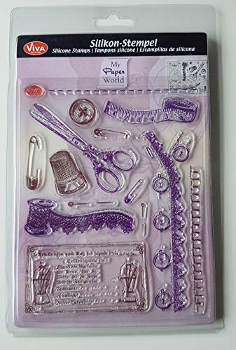 Viva Decor Clear-Stamps (Schneiderei) Silikon Stempel - Prägung Stempel - DIY Dekoration stanzen - Stempel Silikon - DIY Stamp - Stempel Prägung - Made in Germany von Viva Decor