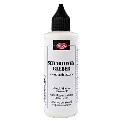Viva Decor Schablonen-Kleber 90 ml / 108 g, wiederablösbar mit Wasser, für die Fixierung von Schablonen (Textil-oder Wandgestaltung) auf Untergründen von Viva Decor