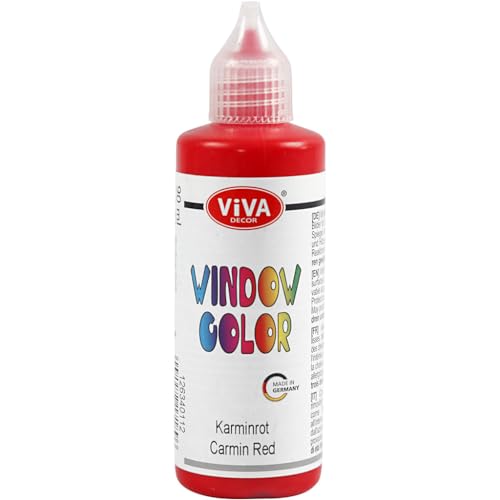 Viva Decor Window Color (Karminrot, 90 ml) Fenstermalfarben für wieder abziehbare Bilder und Sticker für Deko, Spiegel, Fliesen, Vasen und Fenster - Made in Germany von Viva Decor
