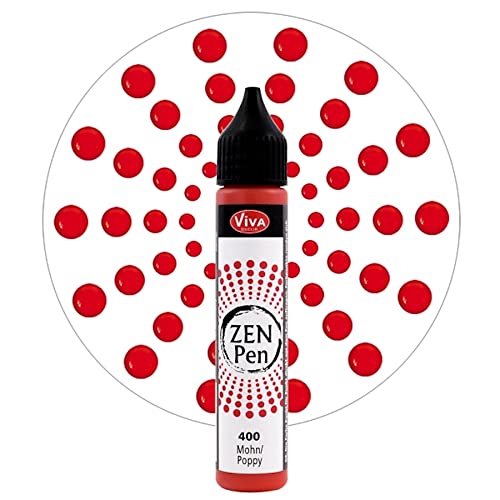 Viva Decor Zen-Pen (Mohn, 28 ml) Perlen Stifte zum Basteln - Dotting Tool für Steine, Holz, Leinwand, UVM. - Dotting Tools - Dot Painting Art von Viva Decor