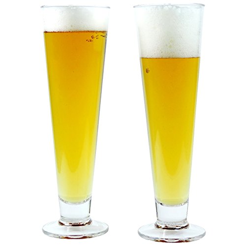 2 x bruchfestes Bierglas ca. 390 ml, Cocktailglas, Longdrinkglas, Gläser Set aus hochwertigem Kunststoff (Polycarbonat), edle Gläser für Camping, Partys (wie echtes Glas) von mikken