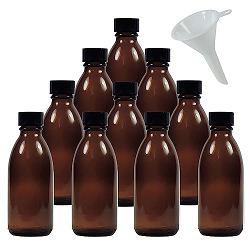Braune Apothekerflasche 100 ml BPA frei, Made in Germany, inkl. Trichter 10er Set von Viva-Haushaltswaren Gabriele Hesse e.K.