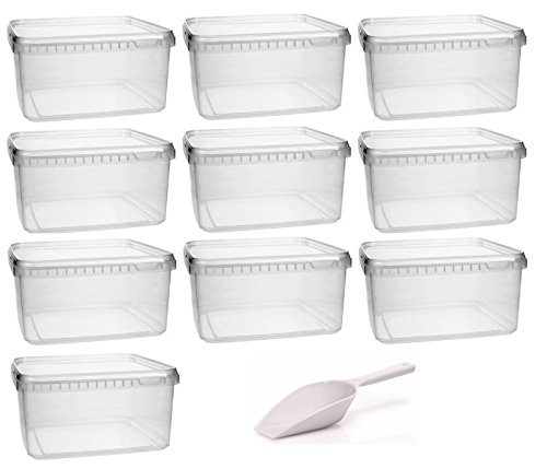 Kunststoffdose 10x 1,7 Liter Plastikdose mit Deckel, BPA-frei, lebensmittelecht inkl. 1 Schaufel von mikken