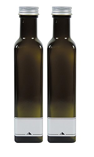 Viva-Haushaltswaren Gabriele Hesse e.K. Ölflaschen 2x 250ml grün-braune Glasflasche zum selbst befüllen, inkl. 2 Beschriftungsetiketten von mikken