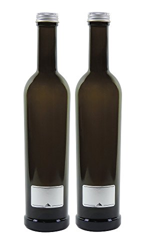 Viva-Haushaltswaren Gabriele Hesse e.K. Ölflaschen 2x 500ml braun, Glasflasche zum selbst befüllen inkl. 2 Beschriftungsetiketten von mikken