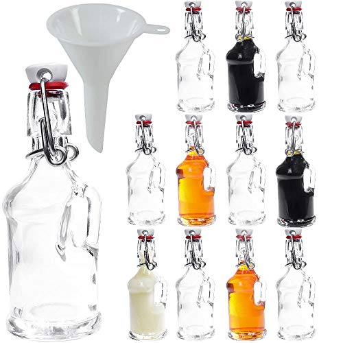 Viva-Haushaltswaren Gabriele Hesse e.K. 12 mini Glasflaschen/Gallone 40ml mit Bügelverschluss zum Selbstbefüllen inkl. einem weißen Einfülltrichter Ø 5 cm von mikken