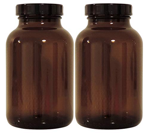 Braunes Apothekerglas Set 2x 1000ml inkl. Schraubverschluss & Etiketten made in Germany von mikken