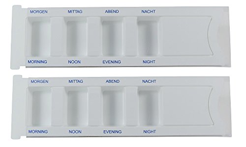 2 x Medikamentendispenser für je 1 Tag mit 4 grossen Fächern, Pillenbox, Tablettenbox, Tablettendispenser, Medikamentendosierer 2 x Medikamentendispenser für je 1 Tag mit 4 grossen Fächern, Pillenbox, Tablettenbox, Tablettendispenser, Medikamentendosierer von mikken