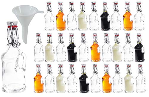 Viva-Haushaltswaren Gabriele Hesse e.K. 30 mini Glasflaschen/Gallone 40 ml mit Bügelverschluss zum Selbstbefüllen inkl. einem weißen Einfülltrichter Ø 5 cm von mikken