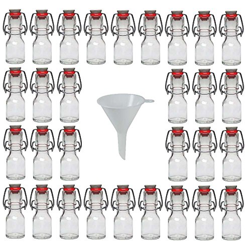 Viva Haushaltswaren - 30 x Mini Glasflasche 50 ml mit Bügelverschluss aus Porzellan zum Befüllen, als kleine Likörflasche & Ölflasche verwendbar (inkl. Trichter Ø 7 cm) von Viva Haushaltswaren