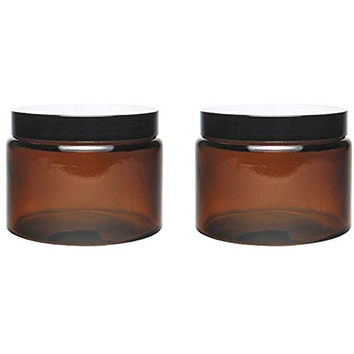 mikken 2 Glastiegel 500 ml Salbentiegel Cremetiegel aus Braunglas inkl. Etiketten von mikken
