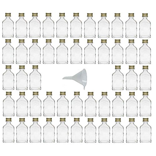 mikken Viva Haushaltswaren - 50 x Mini Glasflasche 20 ml mit Schraubverschluss, als Flachmann, Schnapsflasche & Likörflasche geeignet (inkl. Trichter Ø 5 cm) von Viva Haushaltswaren