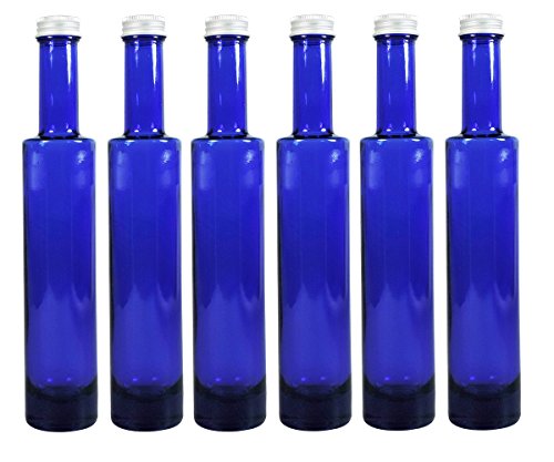 Viva Haushaltswaren 6 x Ölflasche 200 ml blaue Glasflasche mit Schraubverschluss inkl.Trichter von Viva Haushaltswaren