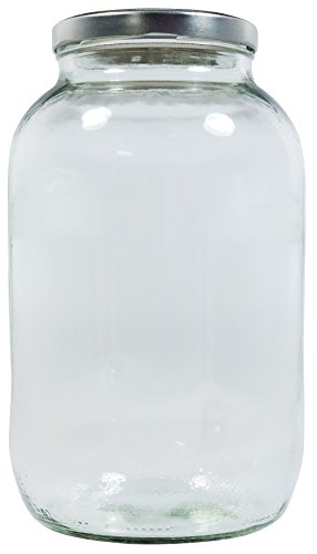 Mikken XL Einmachglas 3400 ml mit Schraubverschluss Silbernes Vorratsglas Glas mit Etikett von Viva Haushaltswaren