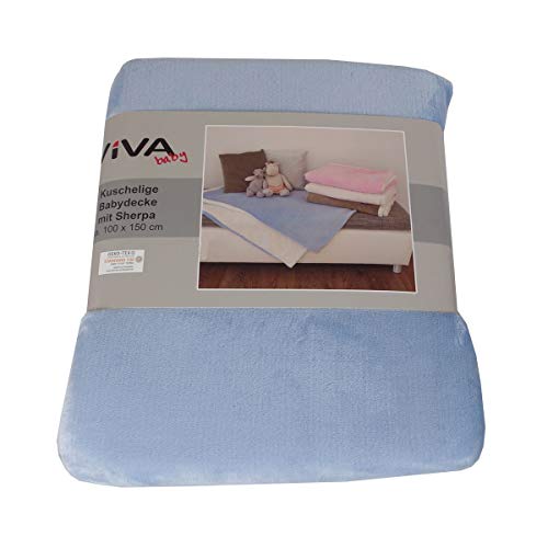 Viva Living Kuscheldecke Farbe wählbar Babydecke 100x150cm zweifarbig Polyester Decke Baby, Farbe:hellblau von Viva Living