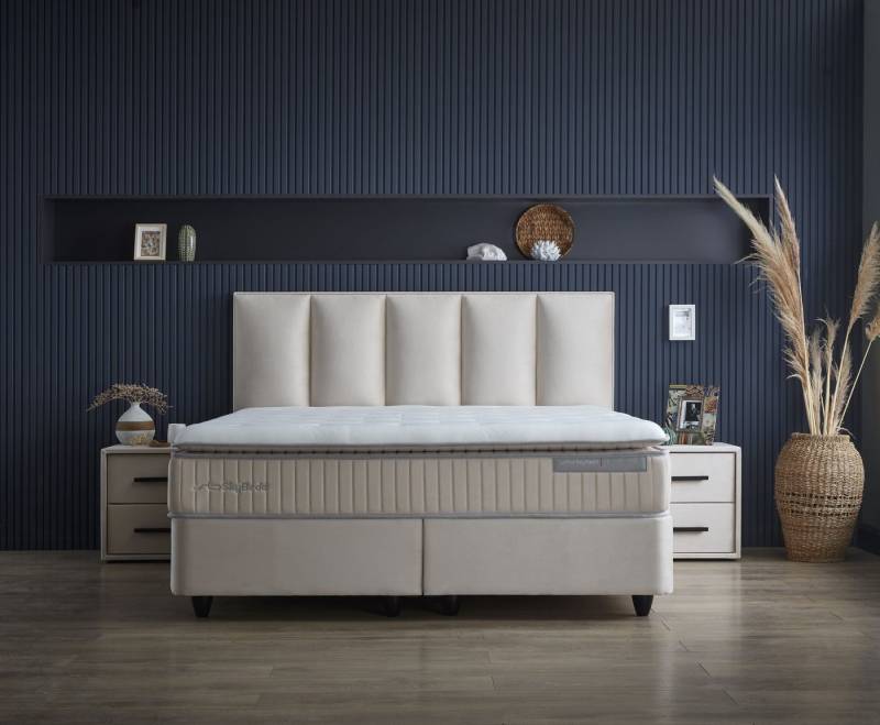 Viva Möbel Boxspringbett BIRDY (120 x 200 cm, 2 x Nachttische, 5-St), Raumsparbett mit Stauraum - mit modernem Design von Viva Möbel