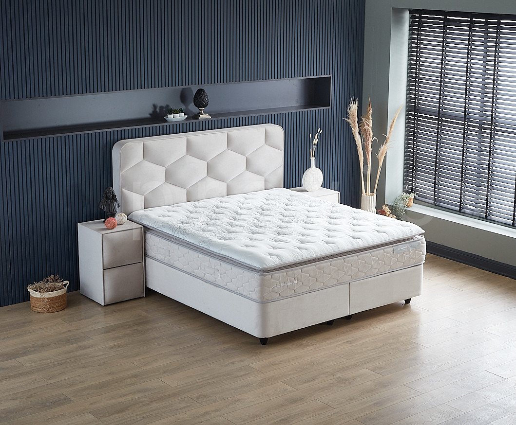 Viva Möbel Boxspringbett DOLCE (180 x 200 cm, 2 x Nachttische, 6-St), Doppelbett mit Bettkasten - mit ergonomischer Unterstützung von Viva Möbel